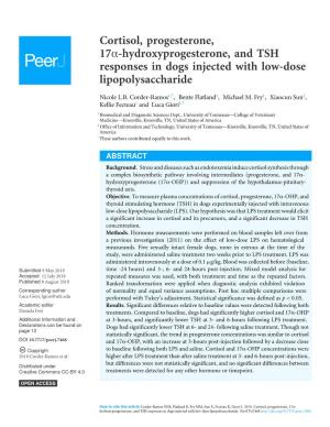 Cortisol, Progesterone, 17Α-Hydroxyprogesterone, and TSH Responses in Dogs Injected with Low-Dose Lipopolysaccharide