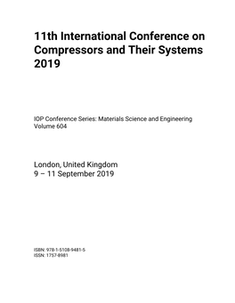 11Th International Conference on Compressors and Their Systems