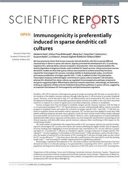 Immunogenicity Is Preferentially Induced in Sparse Dendritic Cell