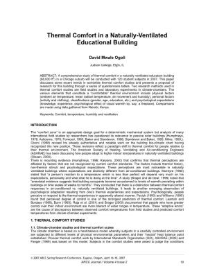 Thermal Comfort in a Naturally-Ventilated Educational Building