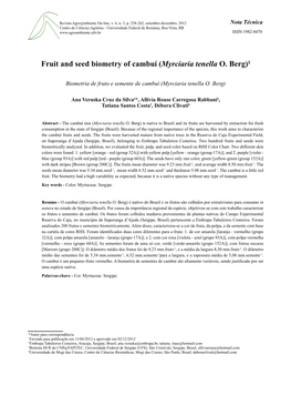 Fruit and Seed Biometry of Cambuí (Myrciaria Tenella O. Berg)