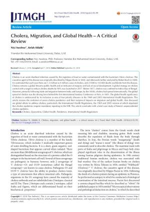 Cholera, Migration, and Global Health – a Critical Review