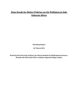 Data Needs for Better Policies on Air Pollution in Sub- Saharan Africa