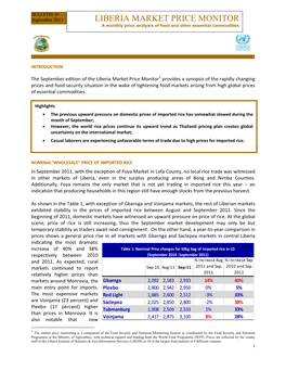 LIBERIA MARKET PRICE MONITOR a Monthly Price Analysis of Food and Other Essential Commodities