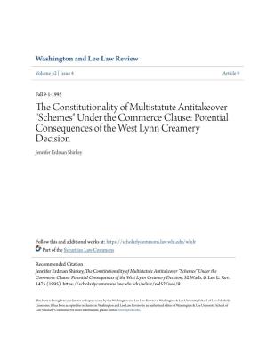 Under the Commerce Clause: Potential Consequences of the West Lynn Creamery Decision Jennifer Erdman Shirkey