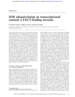 H2B Ubiquitylation in Transcriptional Control: a FACT-Finding Mission