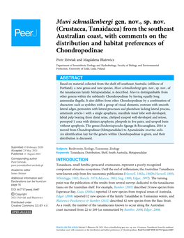 From the Southeast Australian Coast, with Comments on the Distribution and Habitat Preferences of Chondropodinae