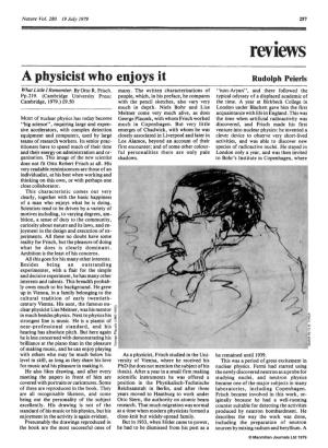 A Physicist Who Enjoys It Rudolph Peierls What Little I Remember