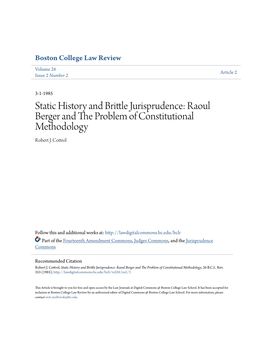 Raoul Berger and the Problem of Constitutional Methodology, 26 B.C.L
