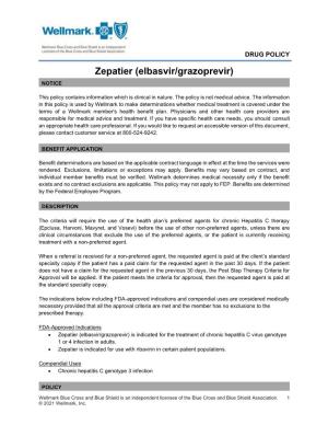 Zepatier (Elbasvir/Grazoprevir) NOTICE