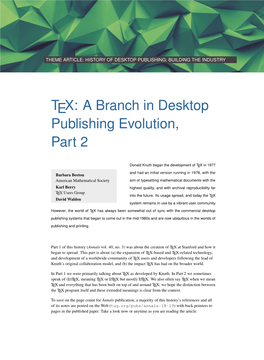 TEX: a Branch in Desktop Publishing Evolution, Part 2