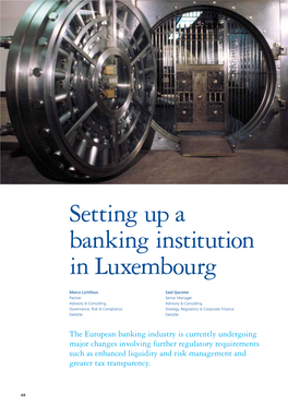 Setting up a Banking Institution in Luxembourg