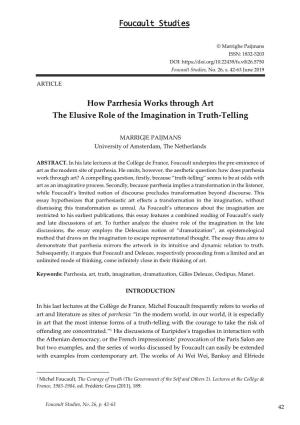 How Parrhesia Works Through Art the Elusive Role of the Imagination in Truth-Telling