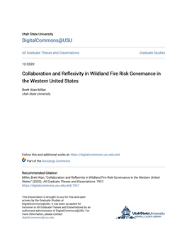 Collaboration and Reflexivity in Wildland Fire Risk Governance in the Western United States