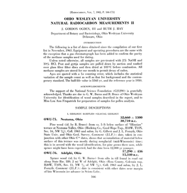 Ohio Wesleyan University Natural Radiocarbon Measurements Ii J