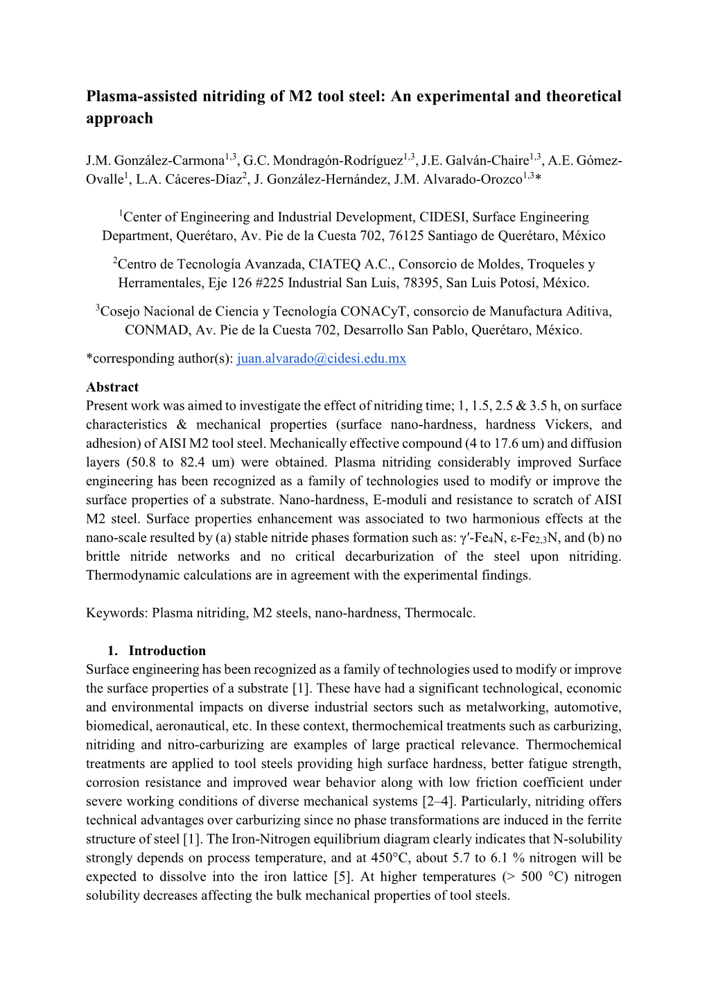 Plasma-Assisted Nitriding of M2 Tool Steel: an Experimental and Theoretical Approach