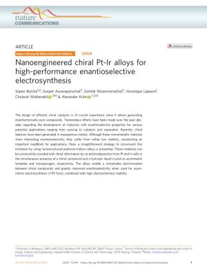 Nanoengineered Chiral Pt-Ir Alloys for High-Performance Enantioselective Electrosynthesis