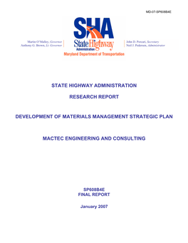 Development of a Materials Management Strategic Plan