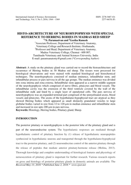 Histo-Architecture of Neurohypophysis with Special Reference to Herring Bodies in Madras Red Sheep 1*S