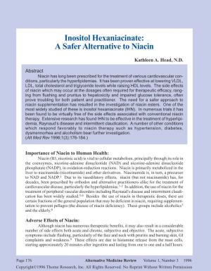 Inositol Hexaniacinate: a Safer Alternative to Niacin