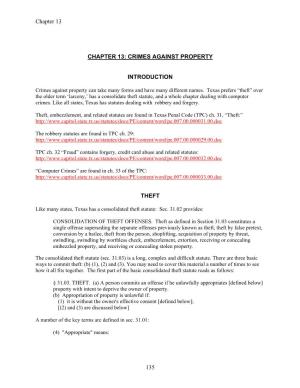 Chapter 13, Crimes Against Property