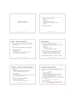 Axiomatic Semantics Review