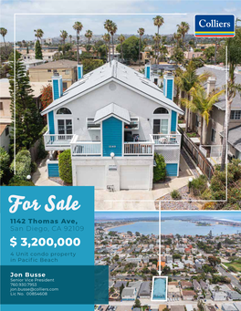 1142 Thomas Ave, San Diego, CA 92109 $ 3,200,000 4 Unit Condo Property in Pacific Beach