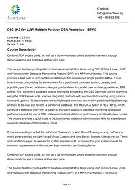 DB2 10.5 for LUW Multiple Partition DBA Workshop - SPVC