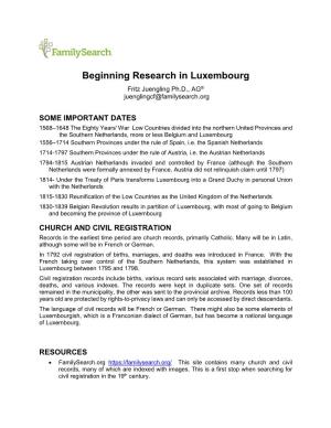 Beginning Research in Luxembourg F Juengling 2017
