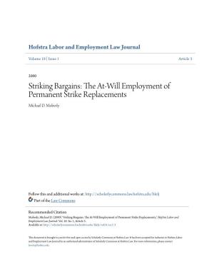 The At-Will Employment of Permanent Strike Replacements Michael D