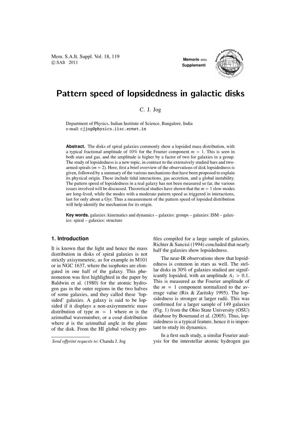 Pattern Speed of Lopsidedness in Galactic Disks