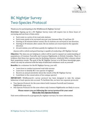 BC Nightjar Survey Two-Species Protocol