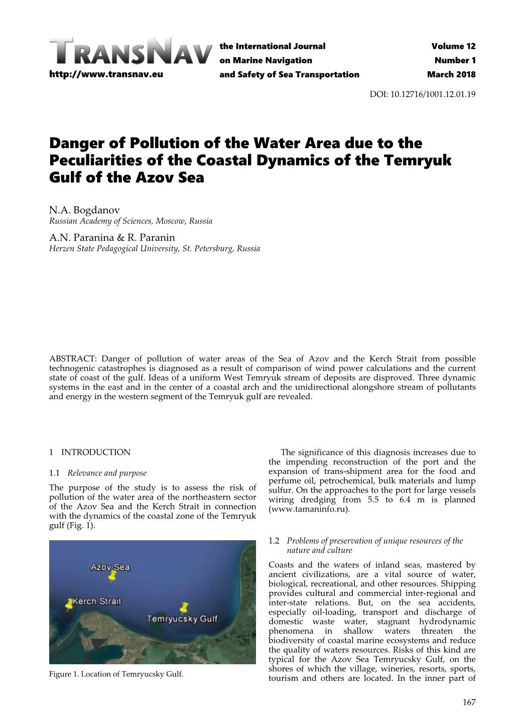 Danger of Pollution of the Water Area Due to the Peculiarities of the Coastal Dynamics of the Temryuk Gulf of the Azov Sea