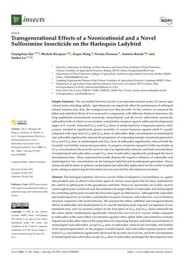 Transgenerational Effects of a Neonicotinoid and a Novel Sulfoximine Insecticide on the Harlequin Ladybird