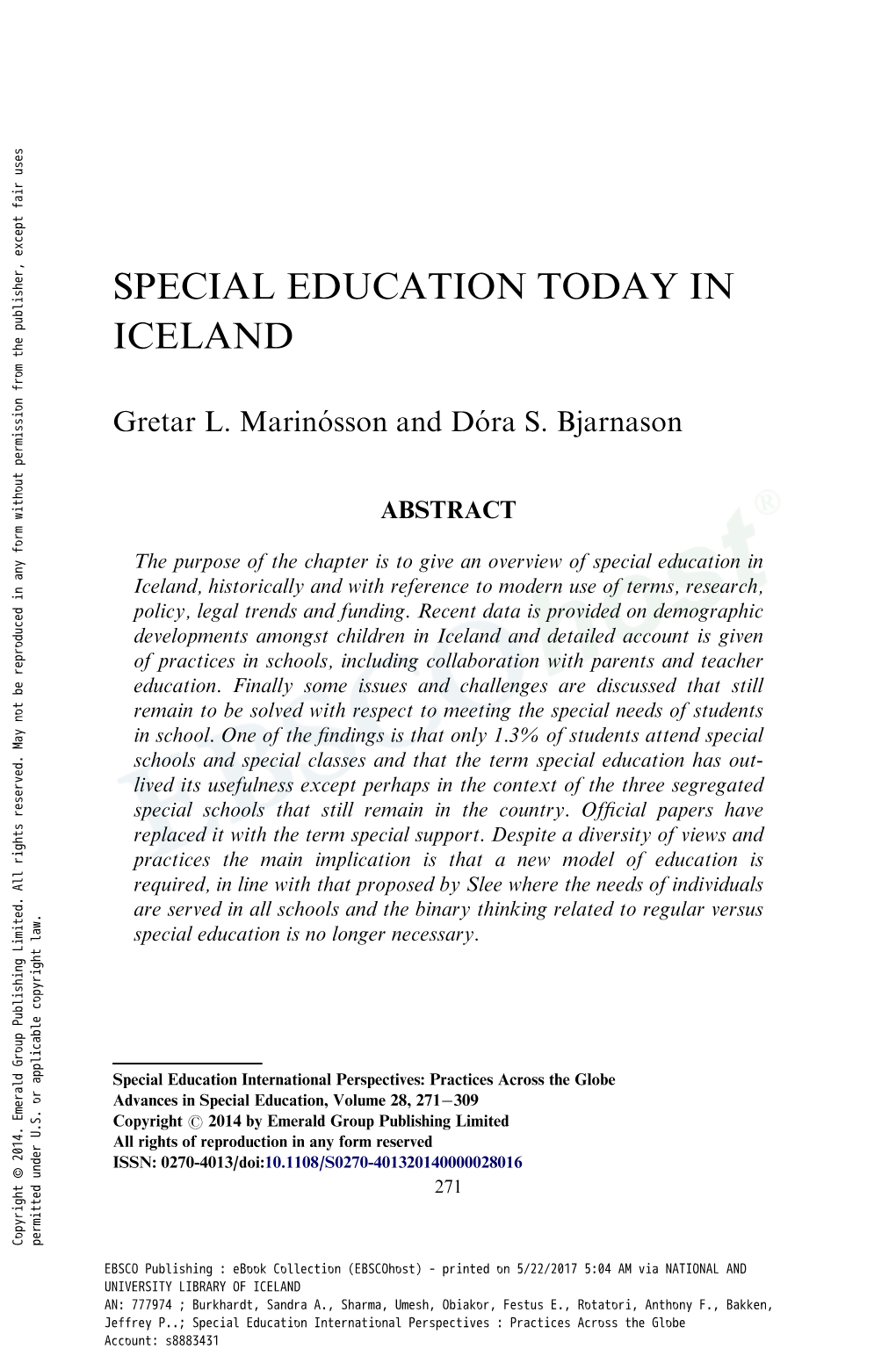 Special Education Today in Iceland