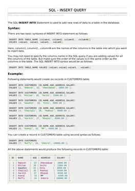 SQL INSERT Query