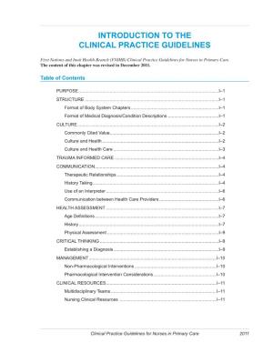 Introduction to the Clinical Practice Guidelines