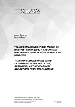 Jujuy, Argentina): Reflexiones Antropológicas Desde La Pandemia