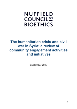 The Humanitarian Crisis and Civil War in Syria: a Review of Community Engagement Activities and Initiatives