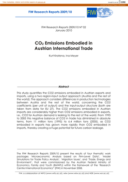 CO2 Emissions Embodied in Austrian International Trade