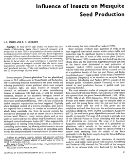 Influence of Insects on Mesquite Seed Production