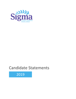 Candidate Statements 2019 2019 SIGMA BALLOT