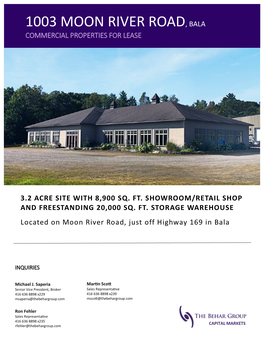 1003 Moon River Road, Bala Commercial Properties for Lease