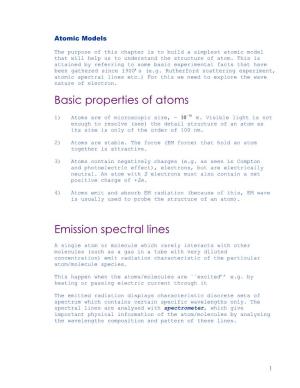 Basic Properties of Atoms Emission Spectral Lines