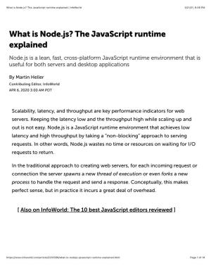 What Is Node.Js? the Javascript Runtime Explained | Infoworld 3/21/21, 6:09 PM