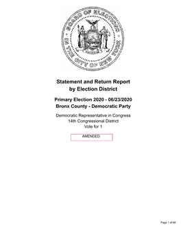 Statement and Return Report by Election District Primary Election