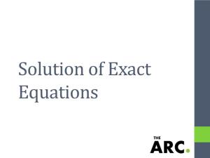 Solution of Exact Equations Contents