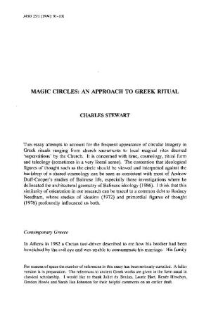 Magic Circles: an Approach to Greek Ritual