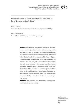 Dissatisfaction of the Character 'Sal Paradise' in Jack Kerouac's on the Road