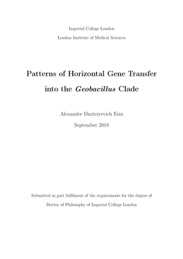 Patterns of Horizontal Gene Transfer Into the Geobacillus Clade